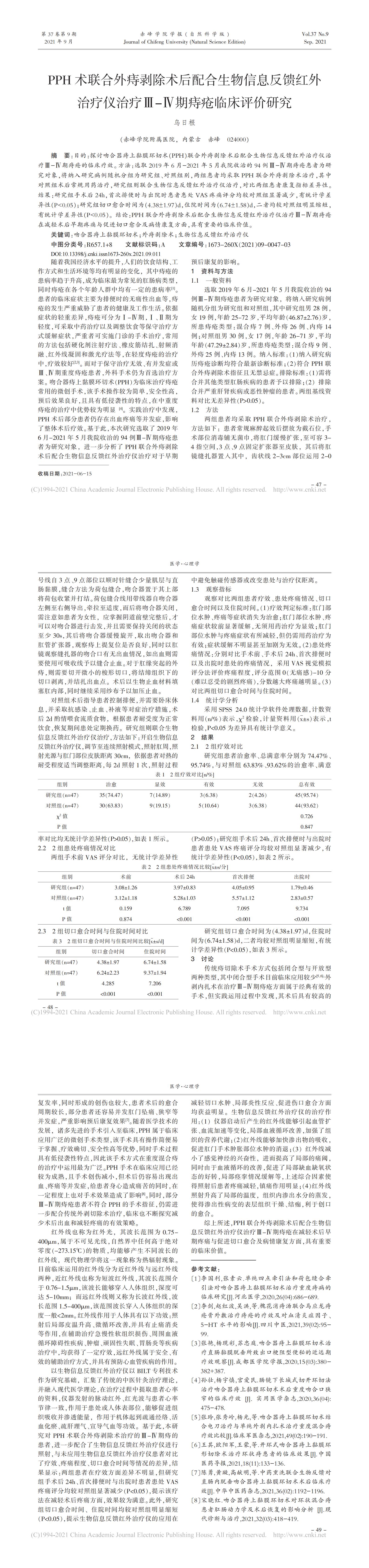 PPH術聯合外痔剝除術后配合生物...療儀治療Ⅲ-Ⅳ期痔瘡臨床評價研究_烏日根_00.jpg